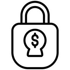 Padlock Outline Icon, Black And White Outline Icon Symbol