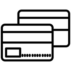 Credit Card Outline Icon, Black And White Outline Icon Symbol