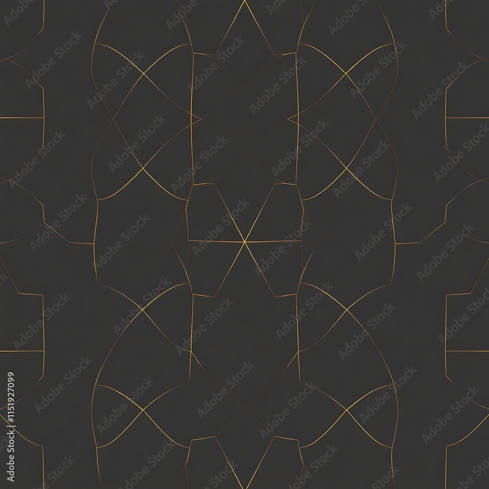 Poster geometric black and gold seamless pattern: a sophisticated and elegant design with intricate golden 