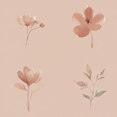 Abstract Watercolor Wall Art with PANTONE 17-1230 Mocha Mousse Tones