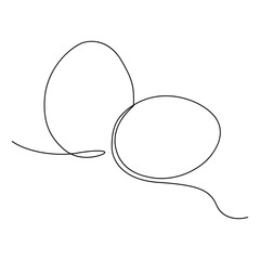 Easter Egg continuous one line drawing vector illustration, Pro vector. One continuous line design of egg and vegetable dish. Single line decorative element drawn on white background.