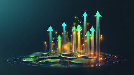 Financial growth impact investing in emerging markets digital visualization of currency trends futuristic environment