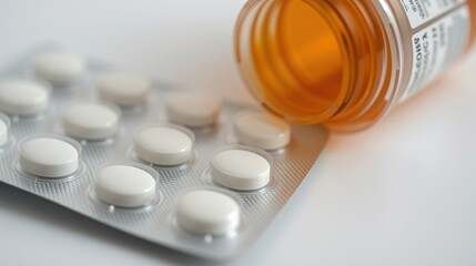 Close-up of medicine tablets in blister packaging.