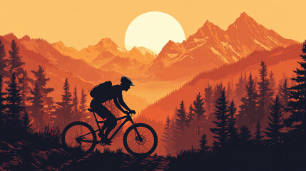 Obraz premium silhouette of a person riding a bike