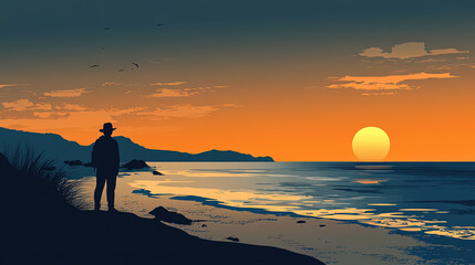 Fototapeta premium silhouette of a person in sunset
