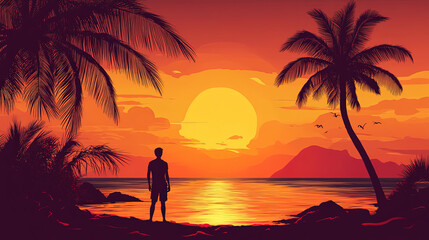 silhouette of a person in sunset