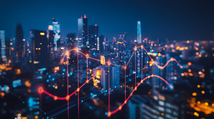 Obraz premium Smart digital city with connection cyber security network reciprocity over the cityscape . future smart wireless digital city and social media networking systems that connects people within the city
