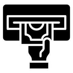 Cash Withdrawal Glyph Icon, Black And White Glyph Icon Symbol