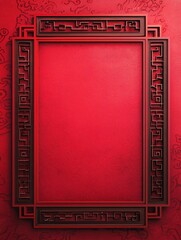 Fototapeta premium A vibrant red background with a decorative black frame, perfect for showcasing art or photographs.