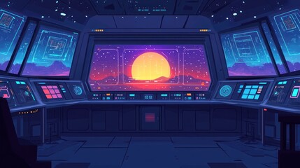 Obraz premium A futuristic interface with touch-sensitive holograms, digital buttons, and floating panels in a high-tech environment. 