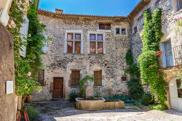 Châtillon en Diois, in the Drôme department, southeastern France. Medieval streets and houses at Concorde square.