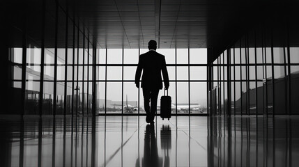 Fototapeta premium silhouette of a person in the airport
