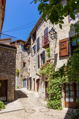 Châtillon en Diois, in the Drôme department, southeastern France. Medieval streets and houses in the center of the village. Châtillon is one of Most Beautiful Villages of France.