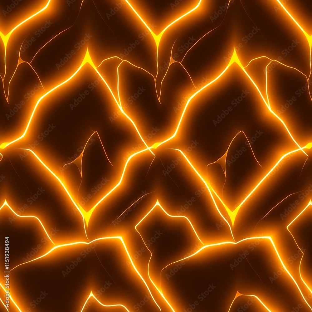 Poster abstract golden lightning: a seamless pattern of vibrant golden lightning bolts, set against a rich 