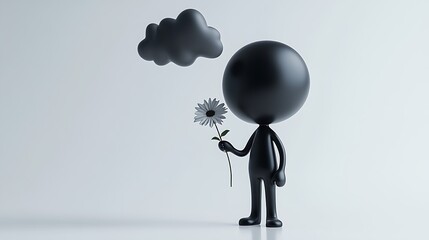 3D Stick Figures Depicting Sadness