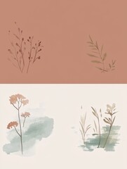 Abstract Watercolor Wall Art with PANTONE 17-1230 Mocha Mousse Tones