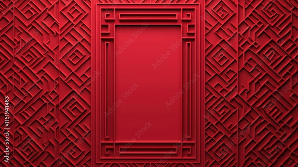 Poster a textured red background featuring intricate patterns, creating a striking visual effect suitable f