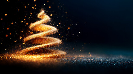 Christmas festival celebration sparkling golden tree holiday atmosphere enchanting environment close-up view magical concept