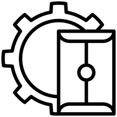 Confidential Folder Outline Icon, Black And White Outline Icon Symbol