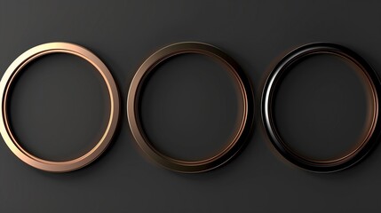 Set of gold, rose gold, black frame design. Abstract 3D circle backdrop for cosmetic product....