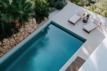 A tranquil pool setting surrounded by lush natural beauty creates a serene atmosphere, perfect for unwinding and enjoying peaceful moments in an idyllic environment.