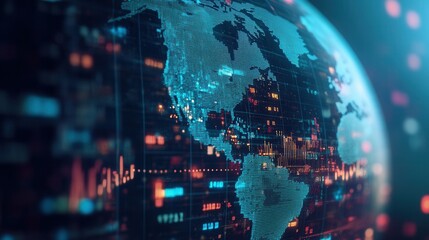 Global Economy Sphere, a conceptual globe adorned with financial symbols, depicting international trade and economic trends.