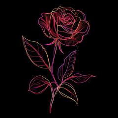 幻想的な薔薇の線画イラスト Fantastical Rose Line Art Illustration｜Generative AI