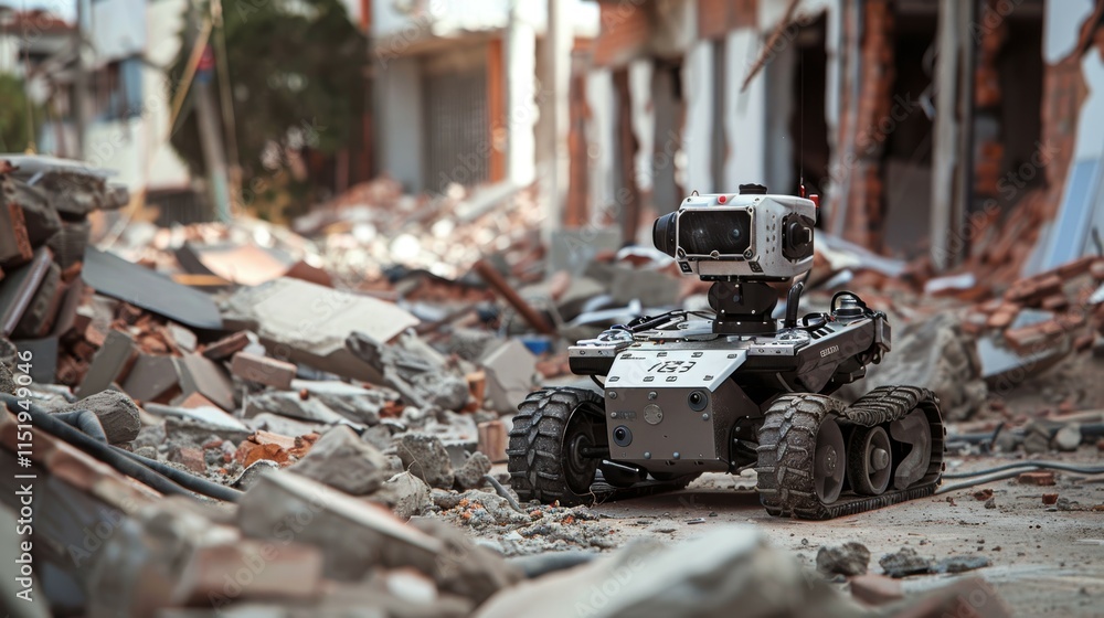 Aufkleber emergency response robot navigating disaster areas for enhanced safety and efficiency