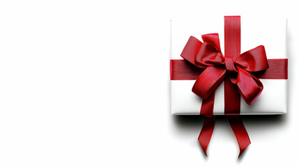 A beautifully wrapped gift box with a vibrant red ribbon and bow, symbolizing celebration and surprise.