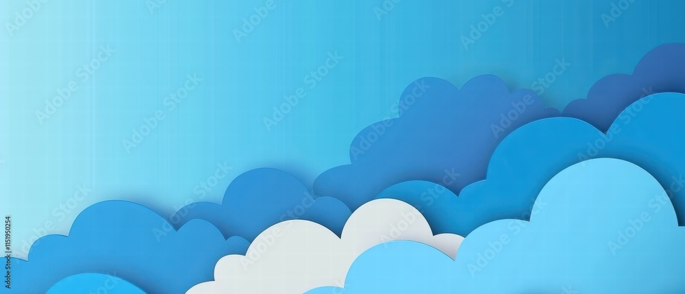 Poster Blue Sky with Soft Clouds in a Gradient Background for Creative Use