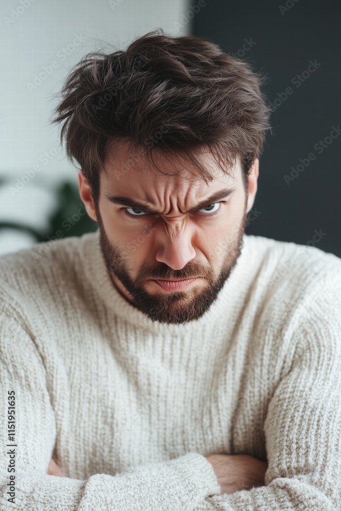 Aufkleber a man with a serious expression, frowning and looking directly at the camera. he has a beard and is 