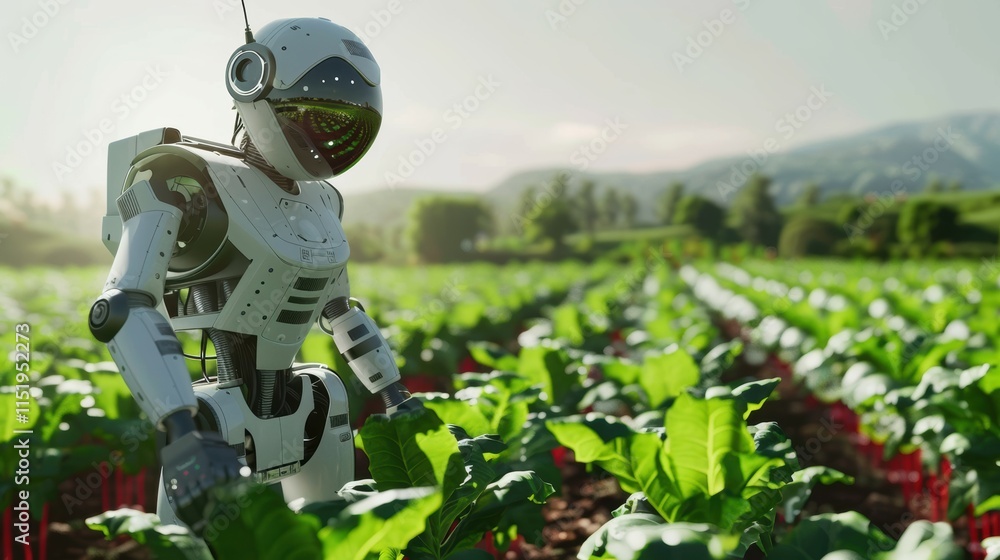 Aufkleber monitoring agricultural fields with ai robots for enhanced farming efficiency