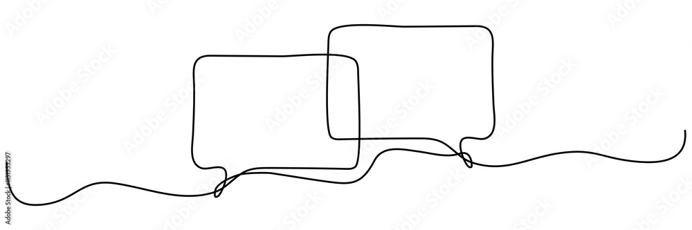 Poster speech bubbles continuous one line drawing. dialogue sign. chat linear symbol. vector illustration i