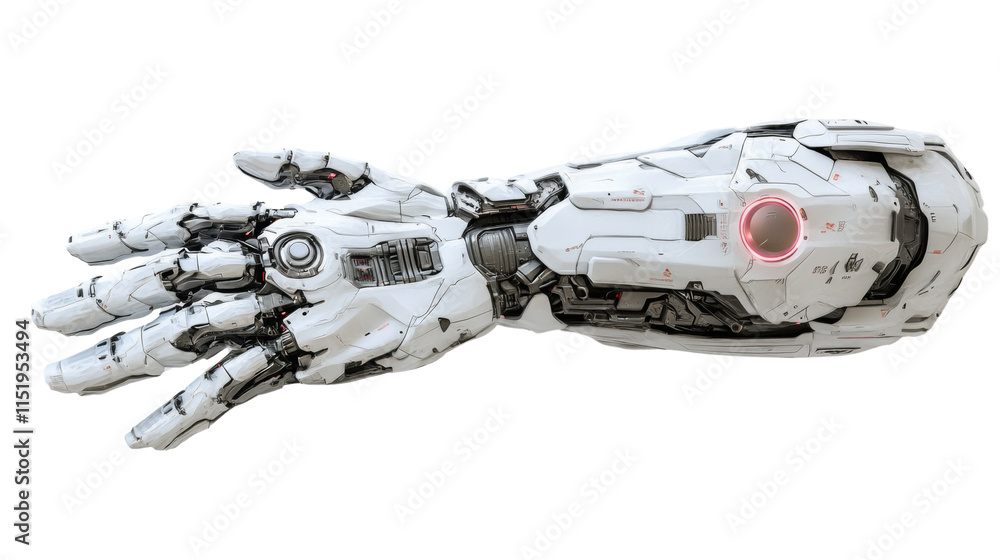 Poster futuristic robotic arm with open hand