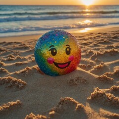 Naklejka premium ball on the beach