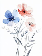 Fototapeta premium Elegant Watercolor Floral Bouquet with Colorful Flowers
