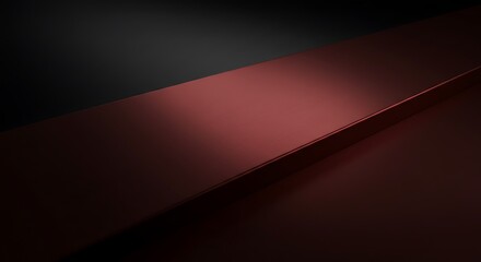 Dark maroon geometric abstract design. Smooth gradient background. Red surface.
