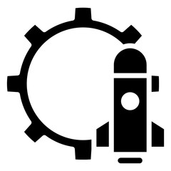 Rocket Launch Glyph Icon, Black And White Glyph Icon Symbol