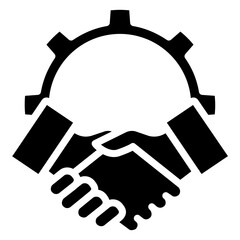 Job Agreement Glyph Icon, Handshake Icon, Black And White Glyph Icon Symbol