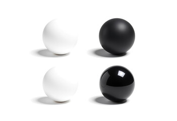 Blank black and white gloss and matte ball mockup set.