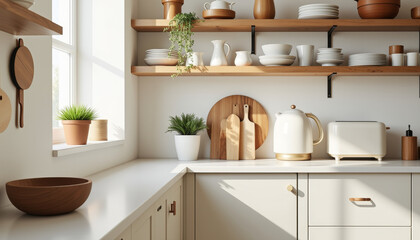 Bright and airy kitchen filled with natural light showcasing simplicity and elegance in design