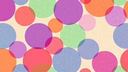 Abstract Pattern with Overlapping Colorful Circles with a Swirl Design