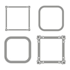 Decorative frame icons. Elegant corner shapes. Black and white vector. Artistic border symbols.