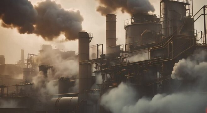 factory emitting very thick smoke