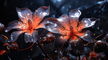 Enchanted Bloom: Dew-Kissed Flowers in a Mystical Garden