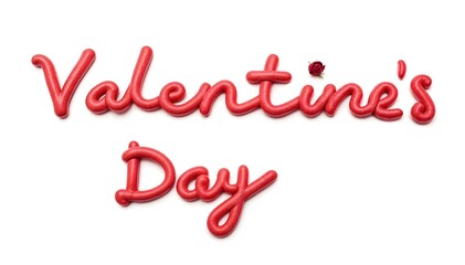 Valentine's day inscription with flower isolated on white background. Valentine. Love