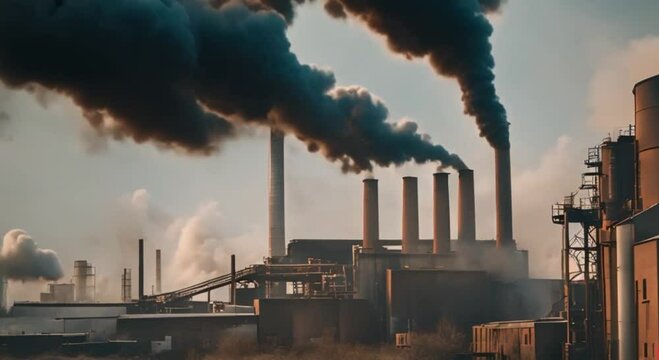 factory emitting very thick smoke