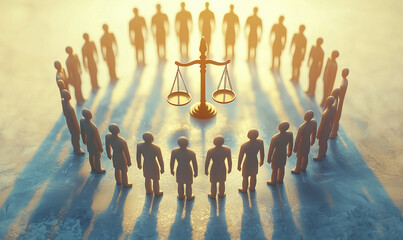 Lawyer justice advocacy courthouse legal gathering outdoor setting wide angle view unity for justice