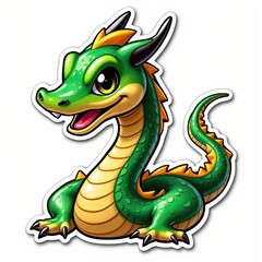 Fototapeta premium Charming and Playful Cartoon Dragon Character with a Bright Green Color Palette