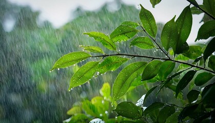 rain and raindrops falling on the leaves outside the window raindrops and the sound of rain hitting the window asmr